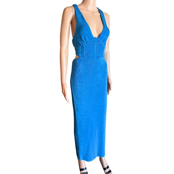 Princess Polly Ciaran Maxi Dress 4 NWT Blue Bodycon Cut Out Backless Party Event - Picture 4 of 7